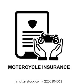 Motorcycle insurance icon. motorbike protection in case of road accident isolated on white background vector illustration.