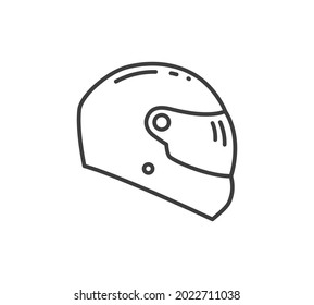 Motorcycle integral touring Helmet vector icon. Raser sport Helmet line outline linear thin sign isolated on white.