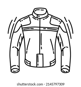 Motorcycle Jackets Part of Biker and Accessories Hand Drawn Icon Set Vector.