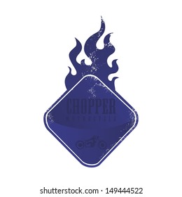 motorcycle label fire blue