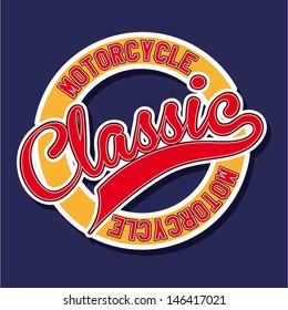 motorcycle label over blue background vector illustration