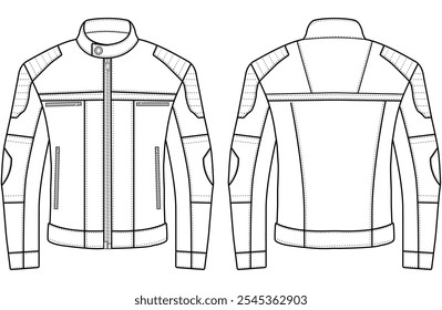 Motocicleta Chaqueta de cuero Ilustración vectorial chaqueta deportiva Vector delantero y trasero