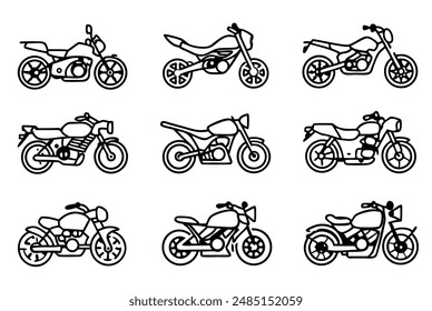 Ilustración de diseño de arte de línea de motocicleta clásica