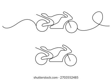 Motorcycle Line Art Vector icon. Motorcycle Illustration Minimalist Line Art. Simple continuous line draw of cool electric motorbike. Bike logo design. Vector illustration.