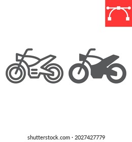 Motorcycle line and glyph icon, transportation and vehicle, motorbike vector icon, vector graphics, editable stroke outline sign, eps 10