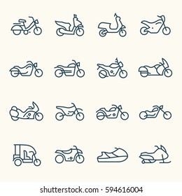 Motorcycle Line Icon Set