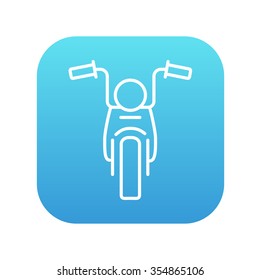 Motorcycle line icon for web, mobile and infographics. Vector white icon on the blue gradient square with rounded corners isolated on white background.