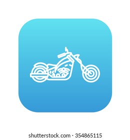 Motorcycle line icon for web, mobile and infographics. Vector white icon on the blue gradient square with rounded corners isolated on white background.