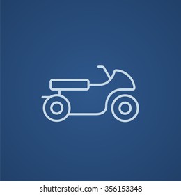 Motorrad-Linie Icon für Web, Mobile und Infografiken. Vektorhellblaue Symbol einzeln auf blauem Hintergrund.