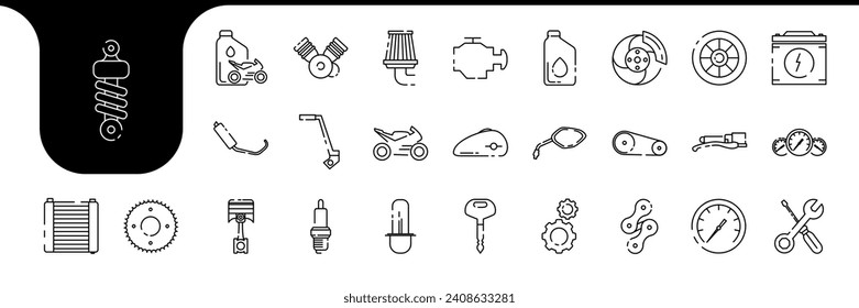 motorcycle line minimal icon set logo design vector