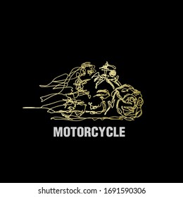 ilustración de motocicletas con arte garabateado o mano digital dibujada para diseño de fondo o de pantalones t