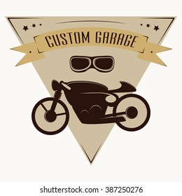 Motorcycle logo. Custom illustration. vintage bike