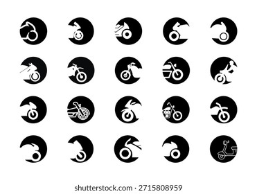 Conjunto de iconos de elemento de logotipo de motocicleta