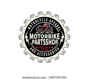 motorcycle logo farm vector, moto garage logo, vintage motorbike shop logo, motor parts, parts shop