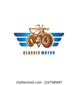 motorcycle logo illustration wing emblem classic design vector