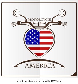 motorcycle logo made from the flag of America
