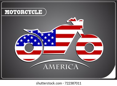 motorcycle logo made from the flag of America