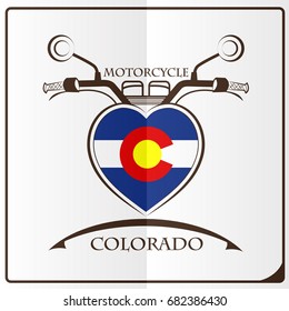 motorcycle logo made from the flag of Colorado