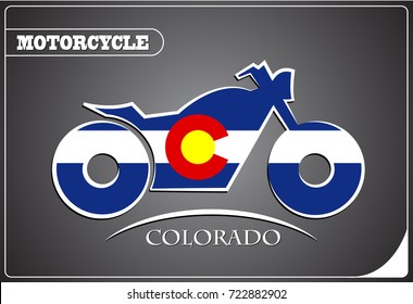 motorcycle logo made from the flag of Colorado