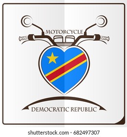 motorcycle logo made from the flag of Democratic Republic
