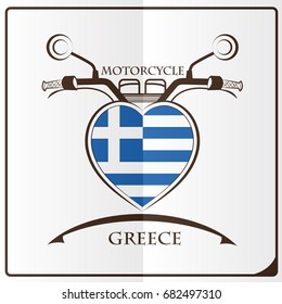 motorcycle logo made from the flag of Greece