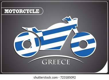 motorcycle logo made from the flag of Greece