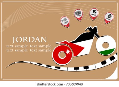 motorcycle logo made from the flag of Jordan