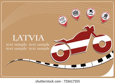 motorcycle logo made from the flag of Latvia