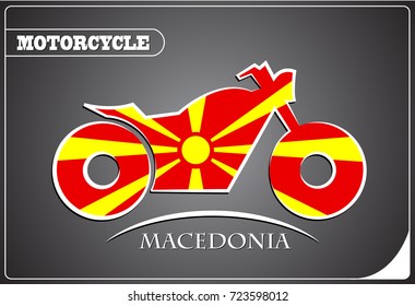 motorcycle logo made from the flag of Macedonia