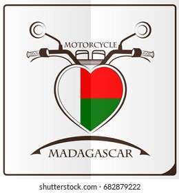 motorcycle logo made from the flag of Madagascar