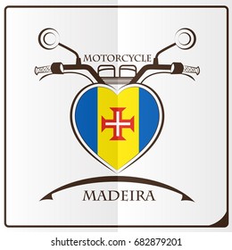 motorcycle logo made from the flag of Madeira