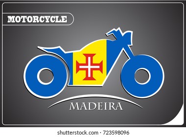 motorcycle logo made from the flag of Madeira