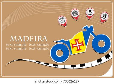 motorcycle logo made from the flag of Madeira