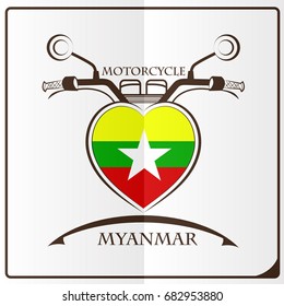motorcycle logo made from the flag of Myanmar