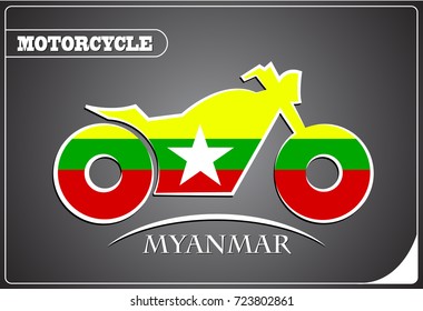 motorcycle logo made from the flag of Myanmar