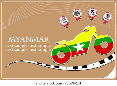motorcycle logo made from the flag of Myanmar