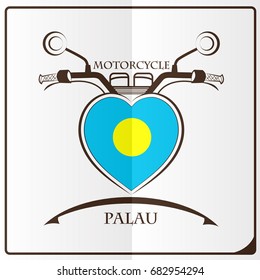motorcycle logo made from the flag of Palau