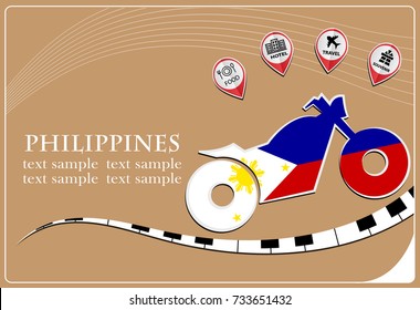 motorcycle logo made from the flag of Philippines