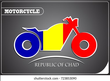 motorcycle logo made from the flag of Republic of Chad