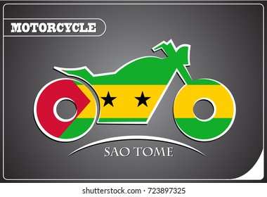 motorcycle logo made from the flag of Sao Tome