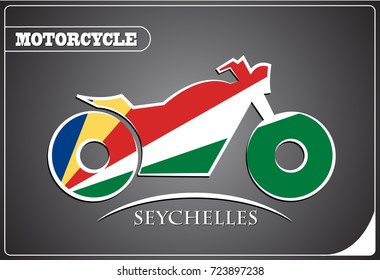 motorcycle logo made from the flag of Seychelles
