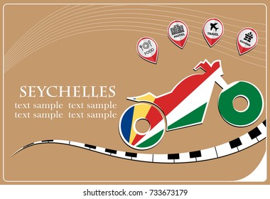 motorcycle logo made from the flag of Seychelles