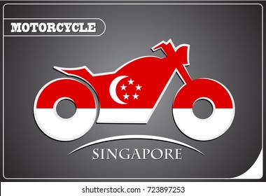 motorcycle logo made from the flag of Singapore
