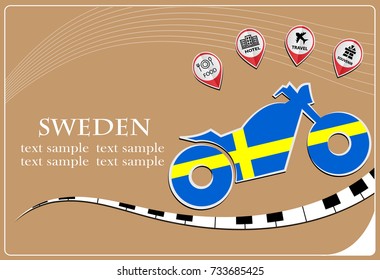 motorcycle logo made from the flag of Sweden