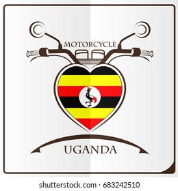 motorcycle logo made from the flag of Uganda