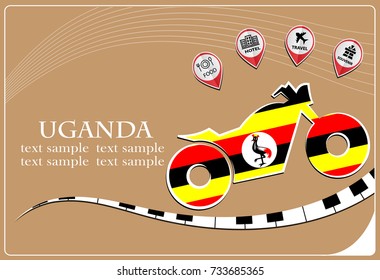 motorcycle logo made from the flag of Uganda