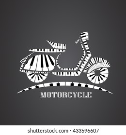 motorcycle logo made from piano