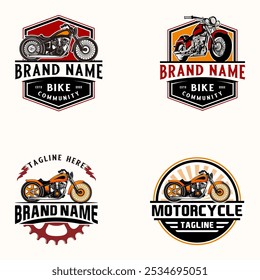 motorcycle logo set on white background. motorcycle vintage Modern style design elements.	