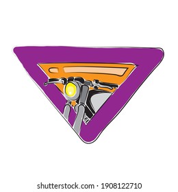 Motorcycle logo In a triangular frame on a white background