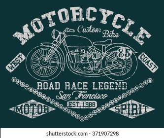 Motorcycle Los Angeles vector print and varsity. For t-shirt or other uses in vector.T shirt graphic
